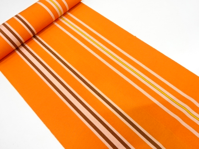 JAPANESE KIMONO / ANTIQUE BOLT FOR HASSUN OBI / WOVEN STRIPE